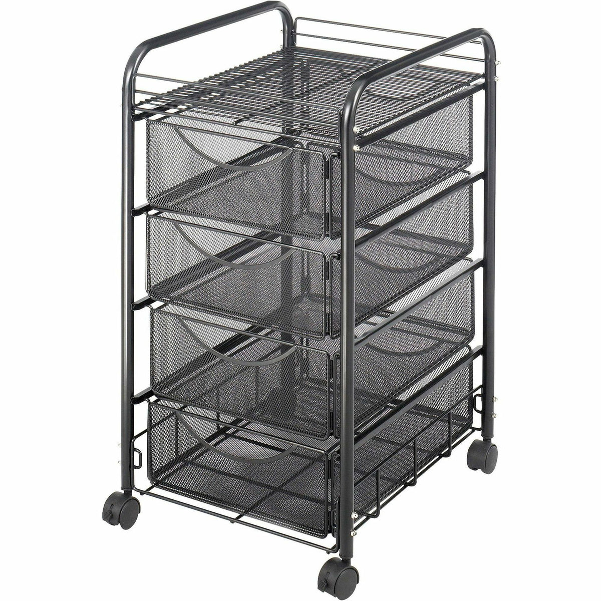 Onyx Double Mesh Mobile File Cart - 2 Shelf - 4 Drawer - 4 Casters - 1.50" Caster Size - 15.75" Width x 17" Depth x 27"