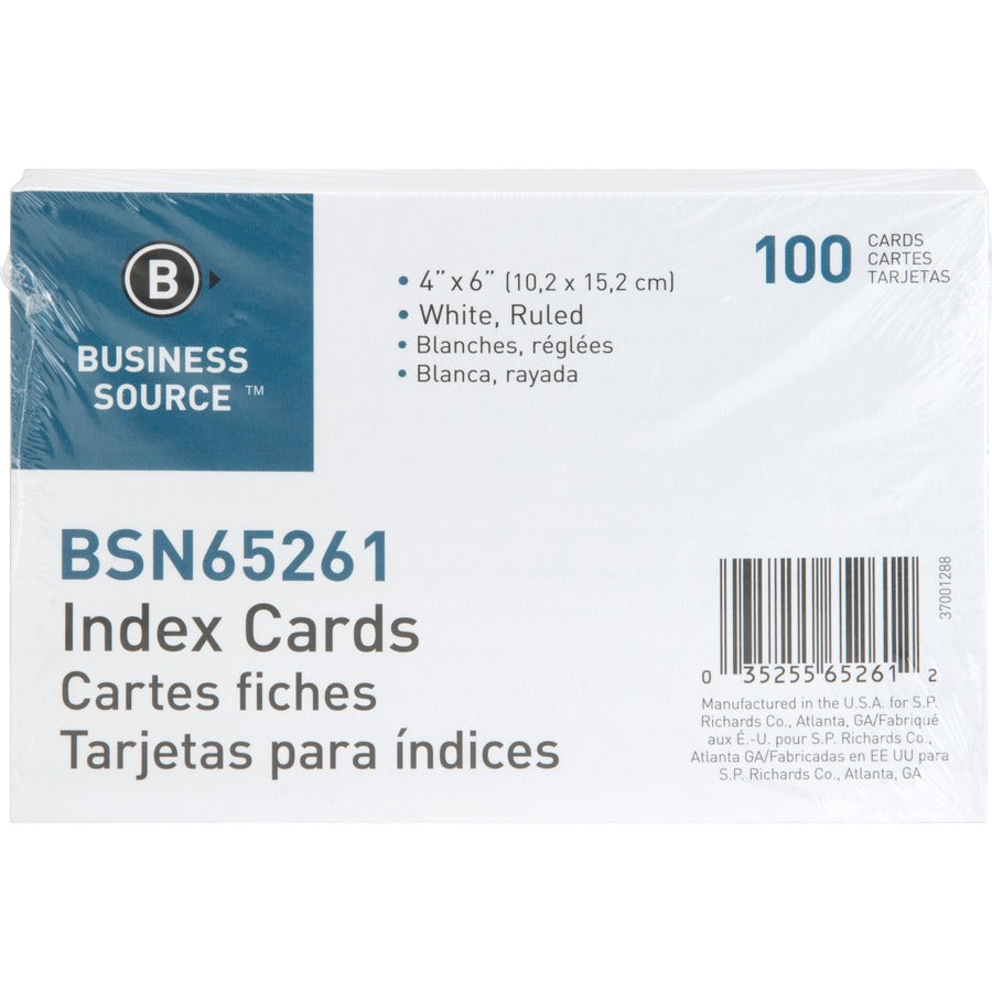 Business Source Ruled Index Cards - 6" Width x 4" Length - 100 / Pack