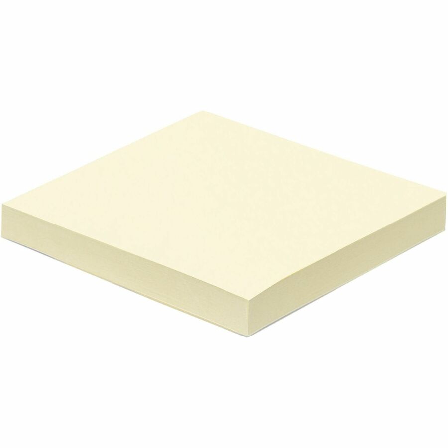Business Source Yellow Repositionable Adhesive Notes - 3" Flag/Note Width x 3" Flag/Note Length - Square - Yellow - 12 /