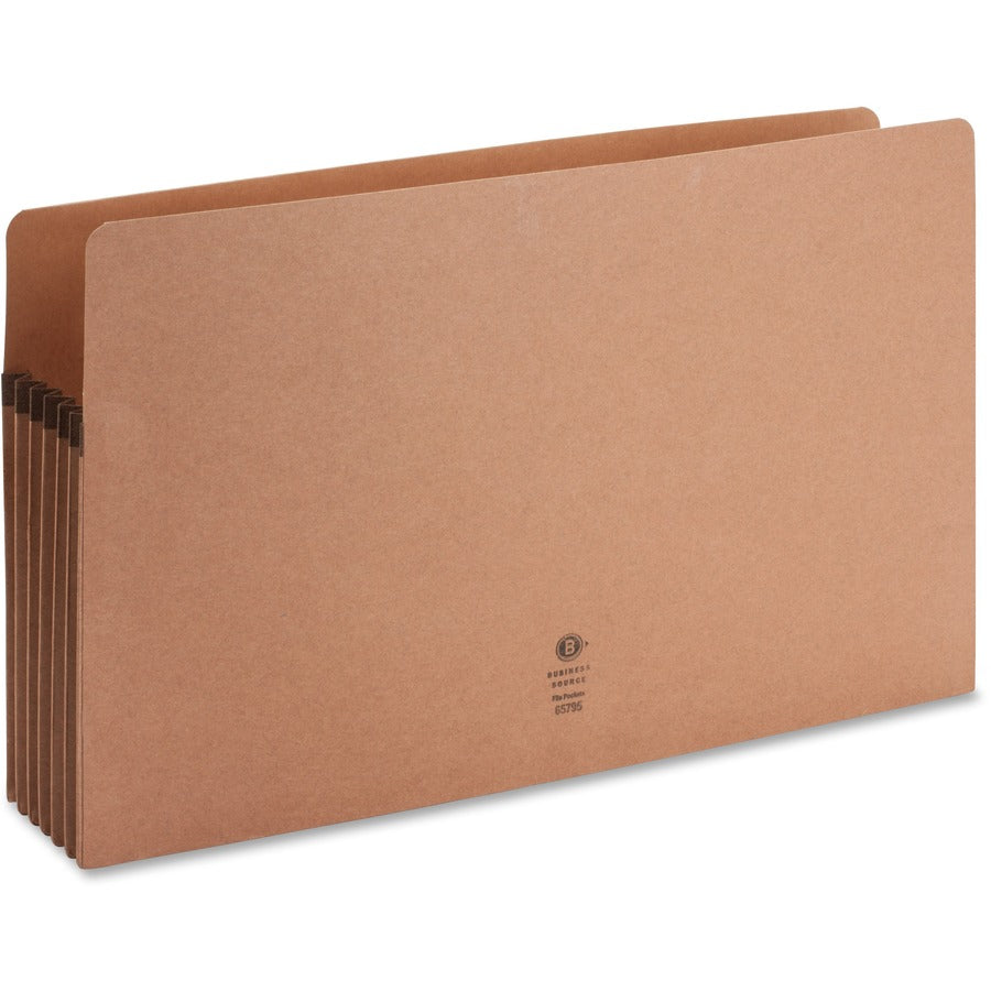 Business Source Legal Recycled File Pocket - 8 1/2" x 14" - 5 1/4" Expansion - Redrope - Redrope - 10 / Box