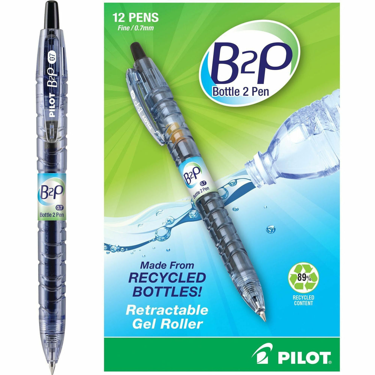Pilot Fine Point Gel Pens - Fine 0.7mm Point Size - Refillable - Retractable - Black Gel-based Ink - Plastic Barrel - 12