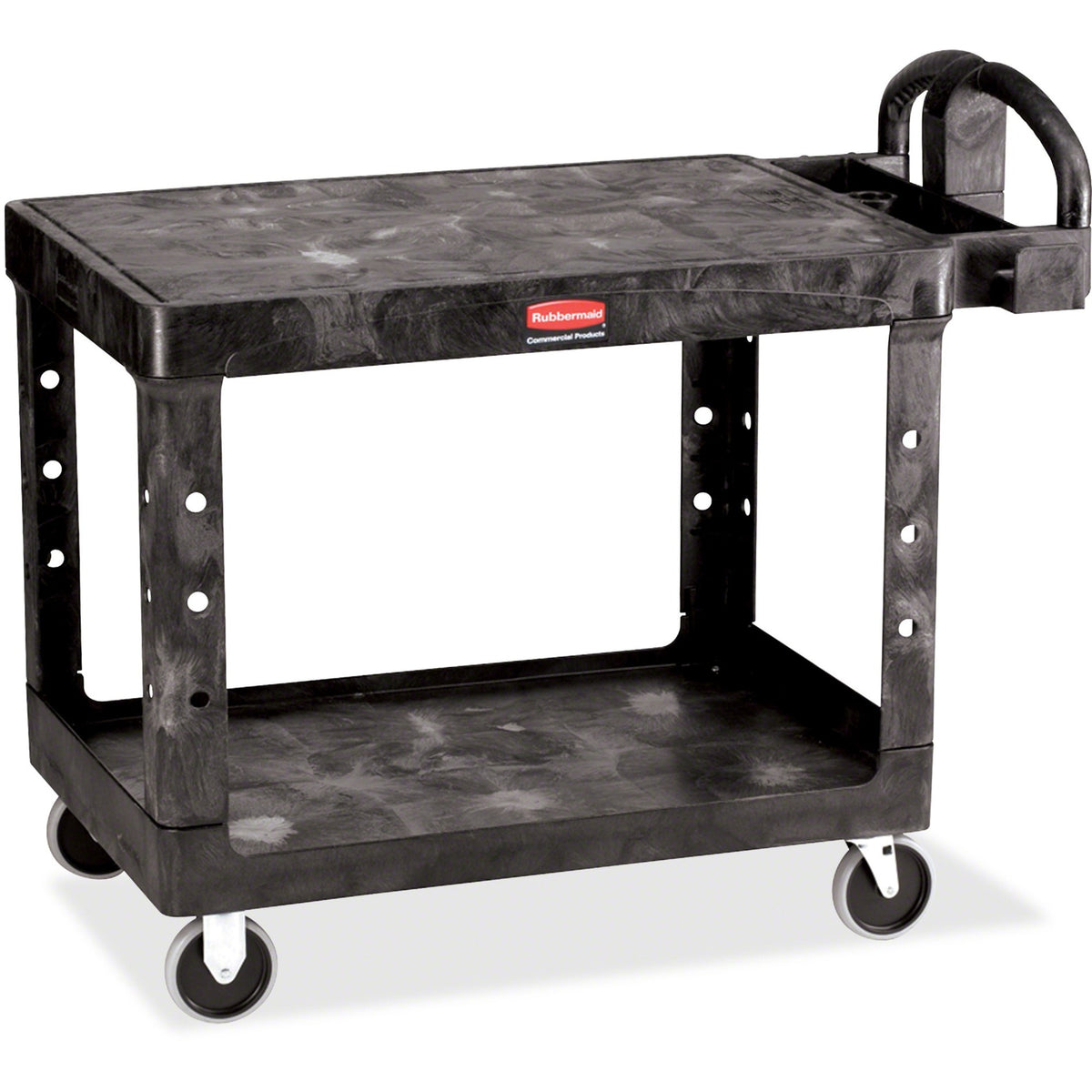 Rubbermaid Commercial 4525 HD 2-Shelf Utility Cart Flat Shelf (Med) - 2 Shelf - Push Handle Handle - 500 lb Load Capacit
