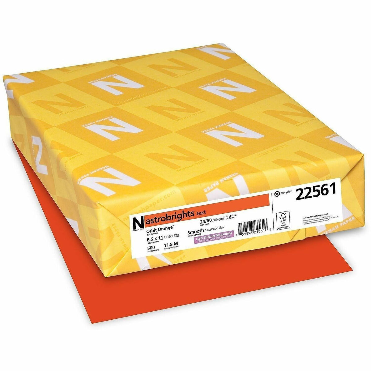 Astrobrights Colour Copy Paper -Orbit Orange - Letter - 8 1/2" x 11" - 24 lb Basis Weight - Green Seal, FSC - 1 Ream