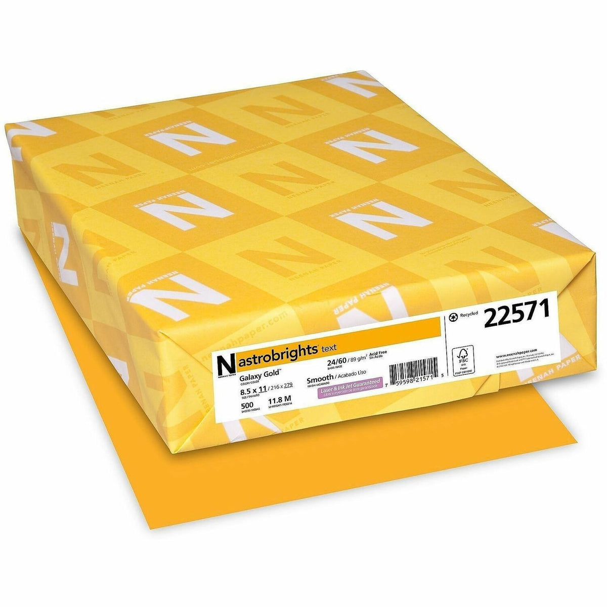 Astrobrights Color Copy Paper - Galaxy Gold - Letter - 8 1/2" x 11" - 24 lb Basis Weight - Smooth - Green Seal, FSC - Ac