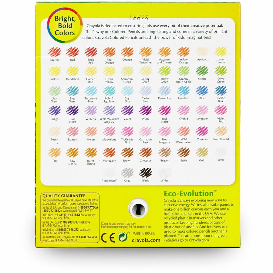 Crayola Colored Pencils - 3.3 mm Assorted Lead - HB - Assorted Wood Barrel - 64 / Set