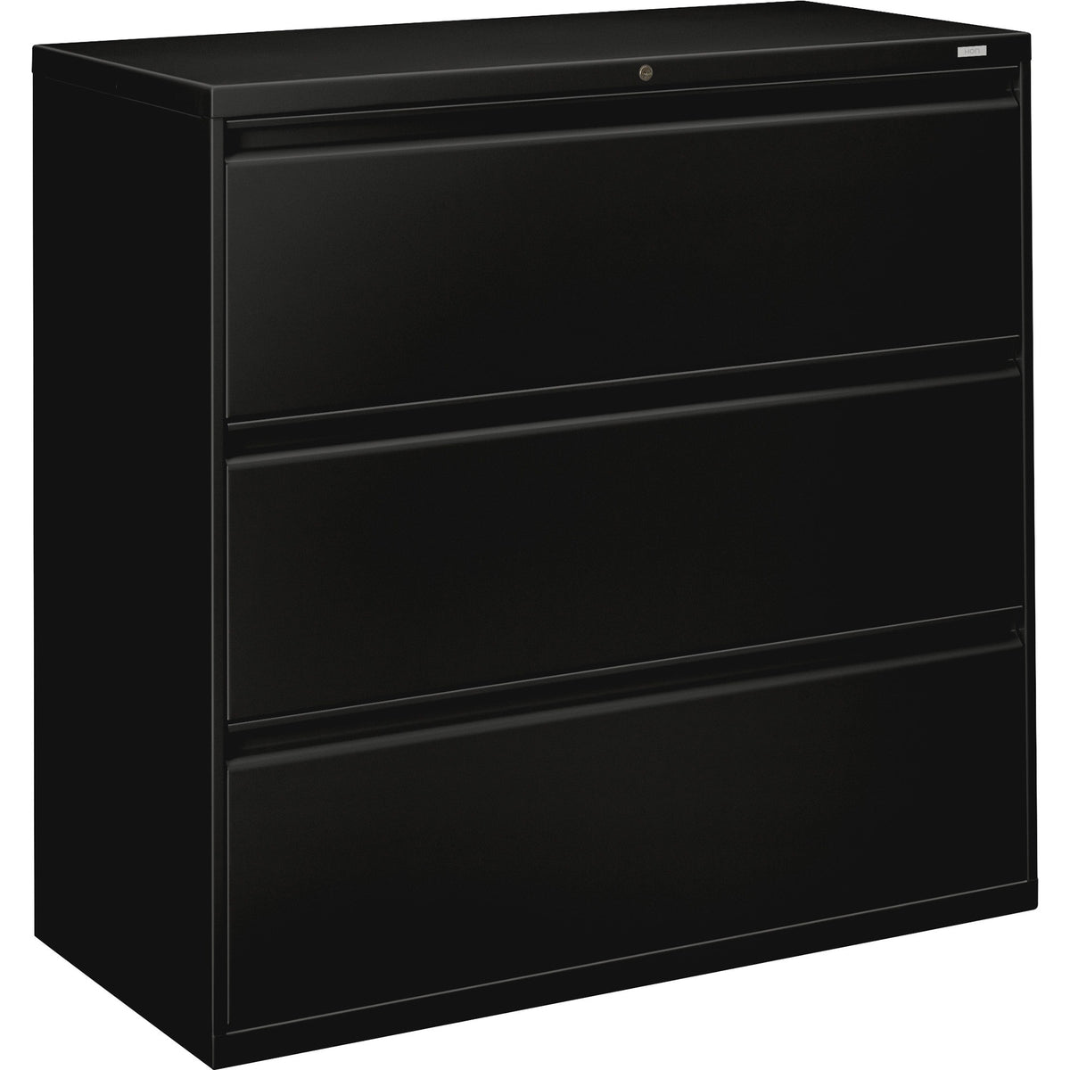 HON Brigade 800 Series Lateral File w/ Drawers - 52.5" Height x 2" Width x 18" Depth - Total Drawer(s): 3 - Finish: Blac