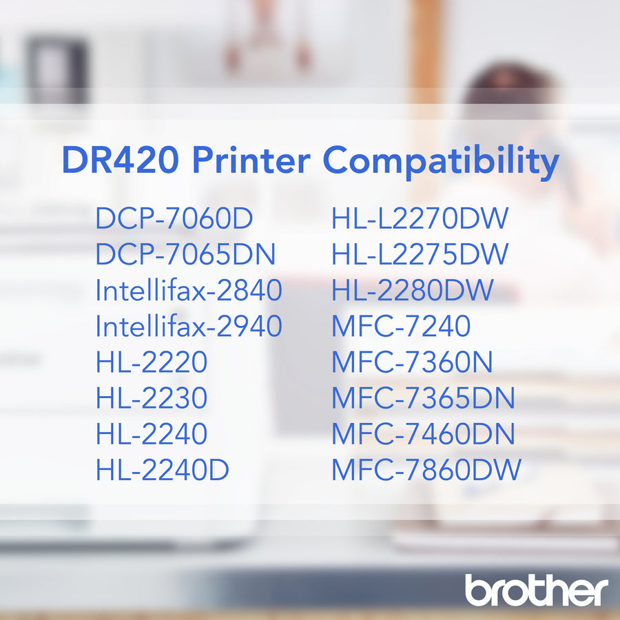 Brother DR420 Replacement Drum - Laser Print Technology - 12000 - Black - 1 Each
