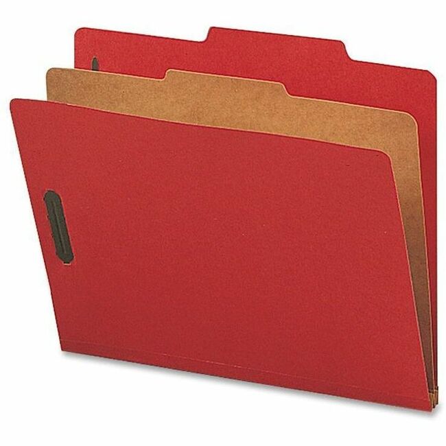 Nature Saver Letter Recycled Classification Folder - 8 1/2" x 11" - 2" for Folder - 1 Divider - 25 pt. - Bright Red - 10