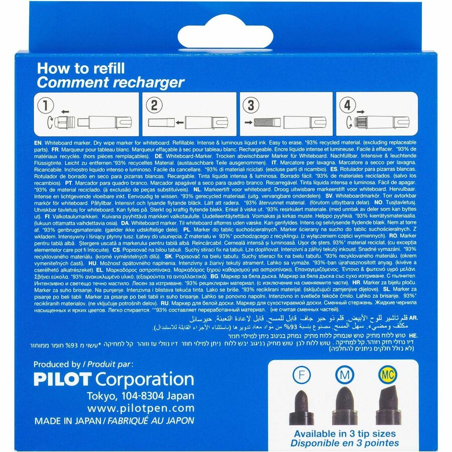Pilot BeGreen Refillable VBoard Dry-erase Marker - Refillable - Orange, Green, Blue, Black, Red Ink - 5 / Pack