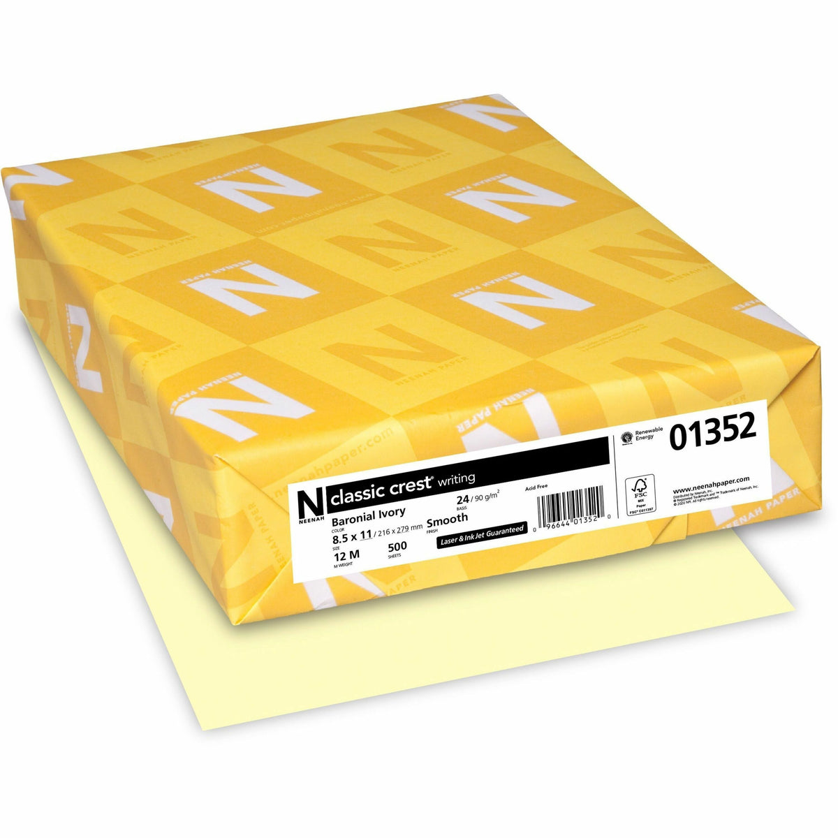 Classic Crest Premium Paper with Smooth Finish - Ivory - Letter - 8 1/2" x 11" - 24 lb Basis Weight - Smooth - 1 Ream