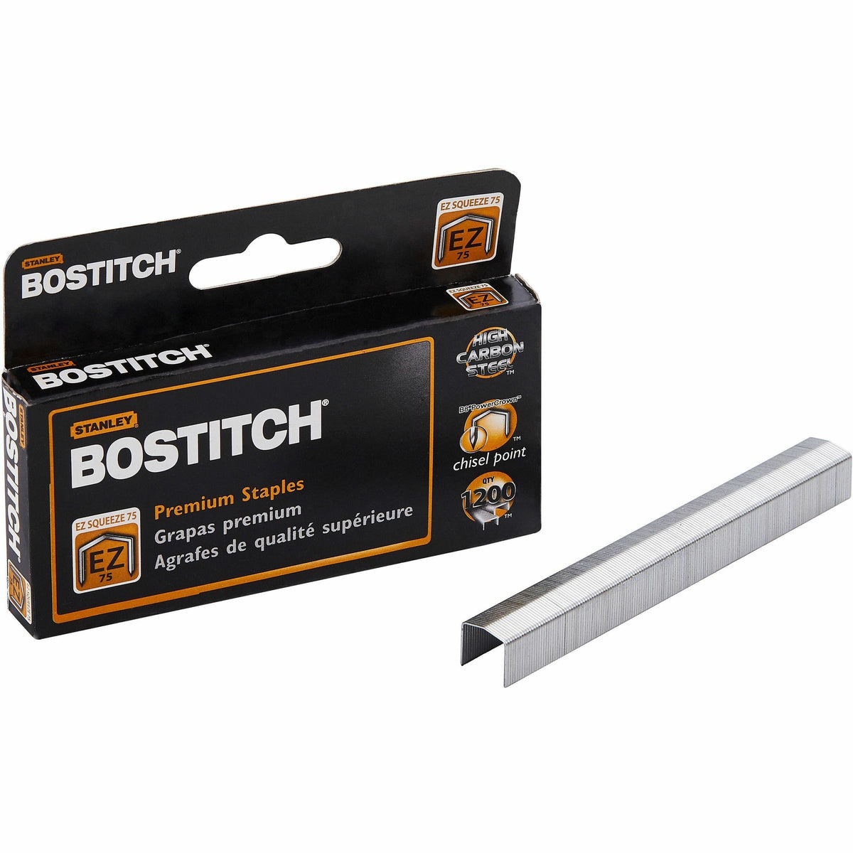 Bostitch EZ Squeeze 75 Premium Staples - High Capacity - 3/4" Leg - 1/2" Crown - Holds 75 Sheet(s) - Chisel Point - Silv