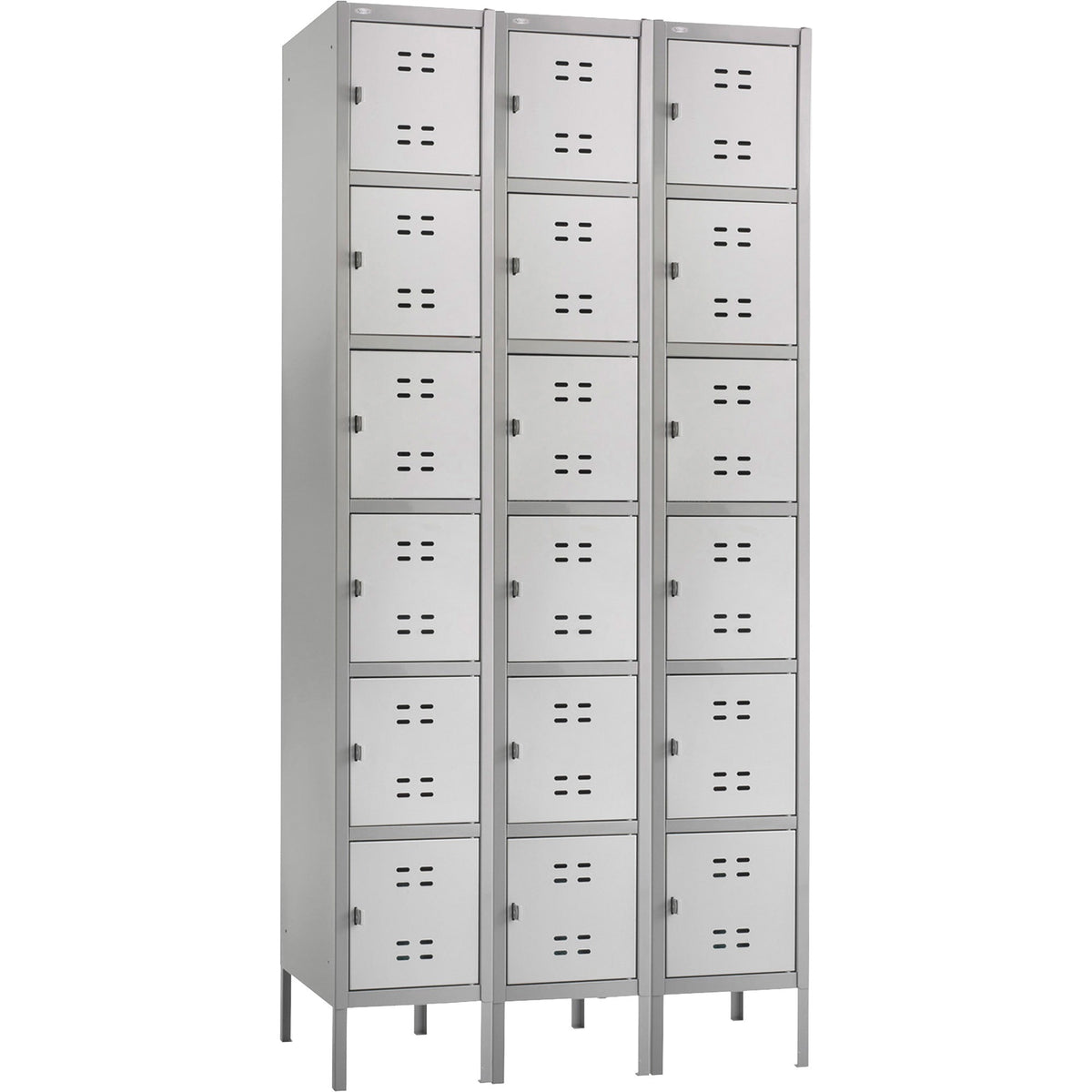 Safco Six-Tier Two-tone 3 Column Locker with Legs - 36" Width x 18" Depth x 78" Height - 3 x Shelf(ves) - Recessed Locki