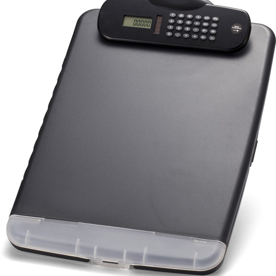 Officemate Slim Clipboard Storage Box with Calculator - 10" x 14 1/2" Sheet Size - 1 Each