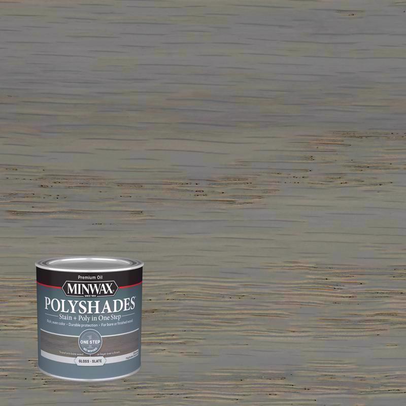 Minwax Polyshades Semi-Transparent Gloss Slate Oil-Based Stain/Polyurethane Finish 1/2 pt
