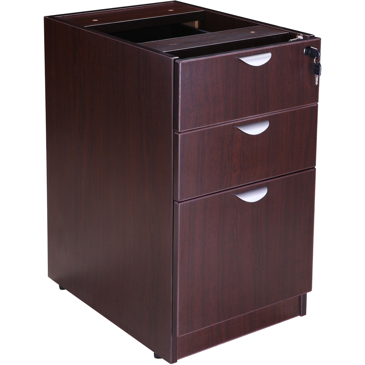 Boss N166 Deluxe Pedestal - 3-Drawer - 28.5" Height x 16" Width x 22" Depth - Total Drawer(s): 3 - Finish: Mahogany - Se