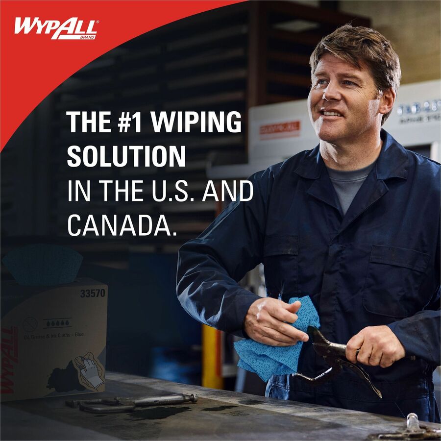 Wypall Oil, Grease & Ink Quarterfold Disposable Cloths - For Industry, Industrial Manufacturing, Oil/Gas - 1 Carton