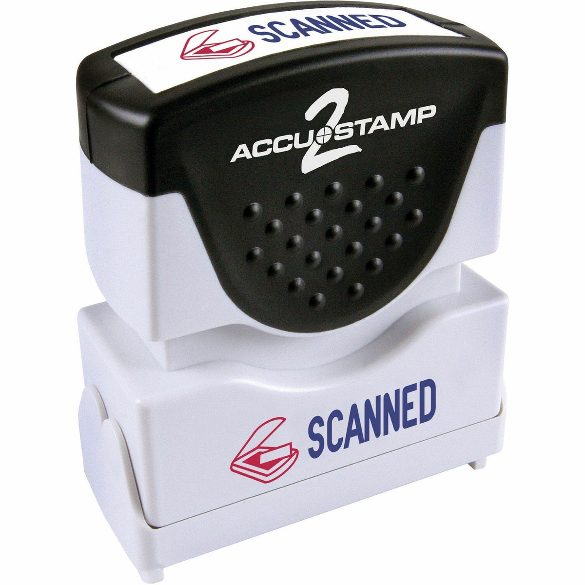 COSCO 2-Color Shutter Stamp - Message Stamp - SCANNED - 0.50" Impression Width - 20000 Impression(s) - Blue, Red - Rubbe