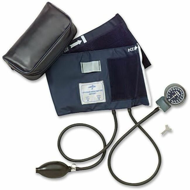 Medline Handheld Aneroid Sphygmomanometer - For Blood Pressure - Latex-free - Blue - Adult - Polyvinyl Chloride (PVC) -