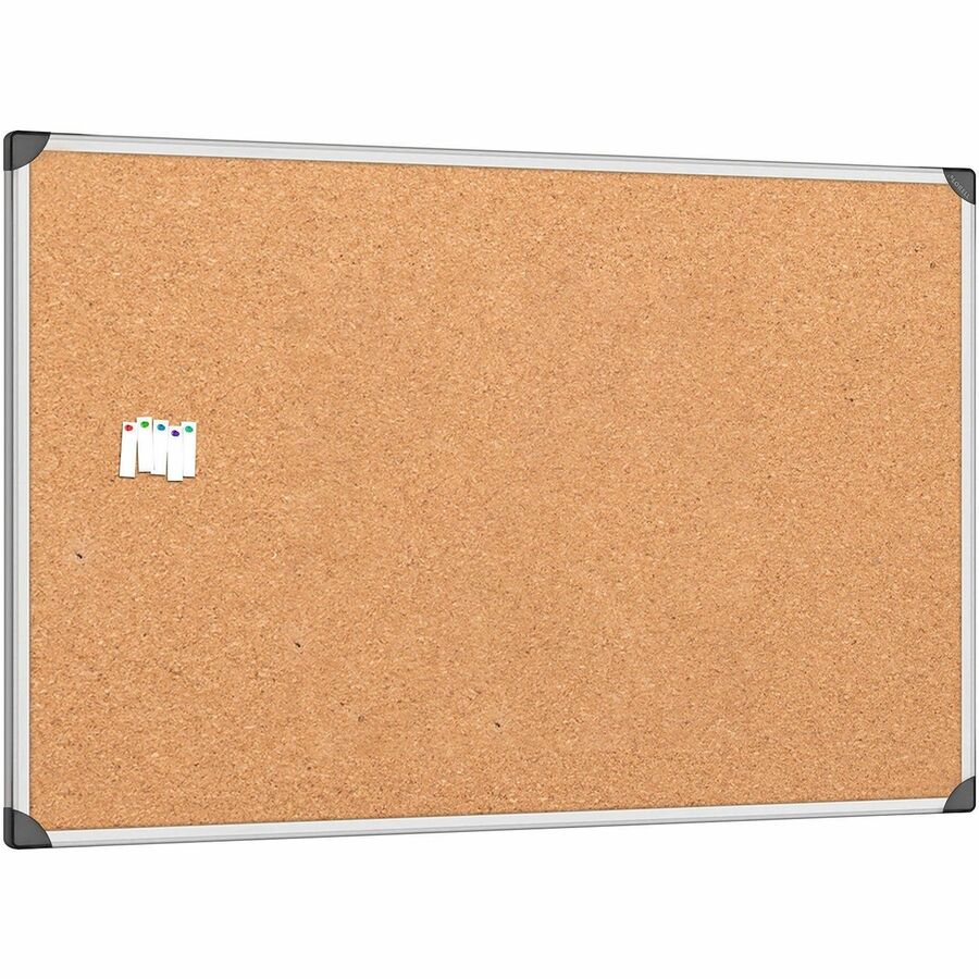 Lorell Corkboard - 48" Board Height x 72" Board Width - Silver Cork, Brown Surface - Resist Warping, Durable, Laminated,