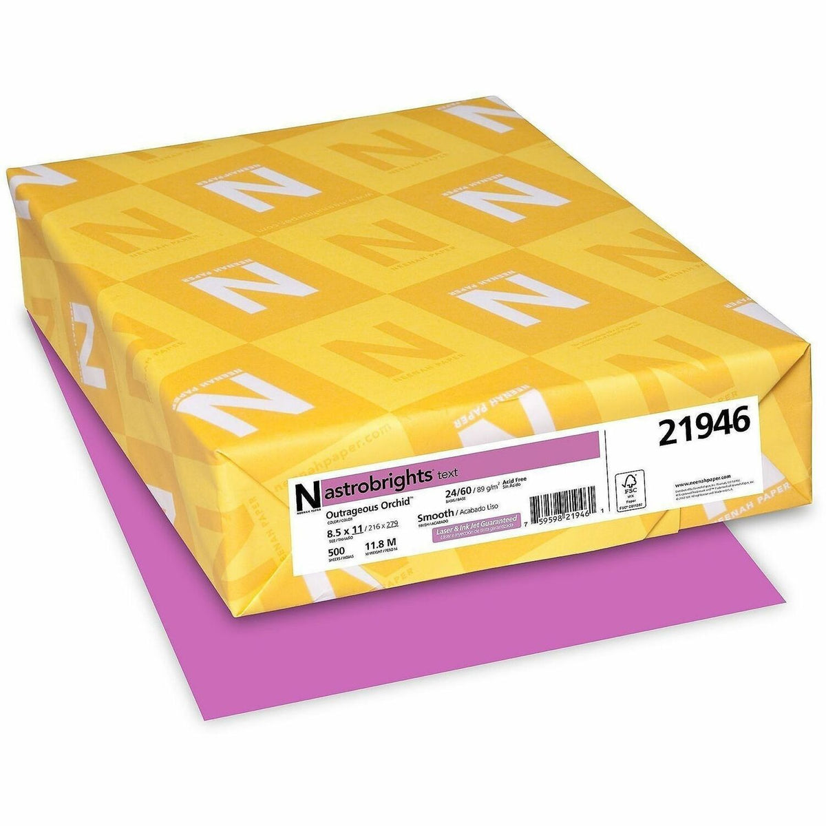 Astrobrights Color Copy Paper - Outrageous Orchid - Letter - 8 1/2" x 11" - 24 lb Basis Weight - Acid-free, Lignin-free,