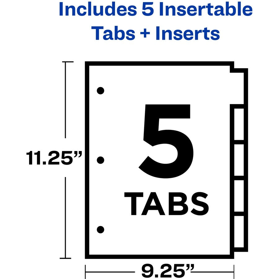 Avery® Big Tab Tab Divider - 5 x Divider(s) - 1/5 - 5 - 5 Tab(s)/Set - 9.3" Divider Width x 11.25" Divider Length - 3 Ho