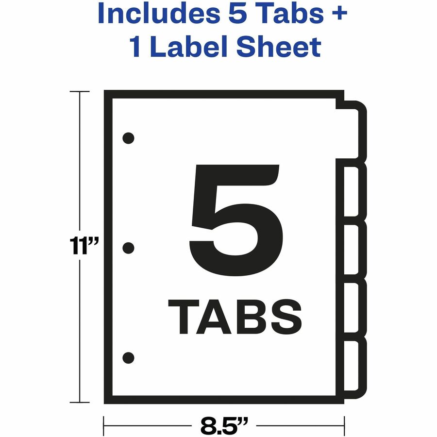 Avery® Big Tab Index Maker Index Divider - 5 x Divider(s) - Print-on Tab(s) - 5 - 5 Tab(s)/Set - 8.5" Divider Width x 11