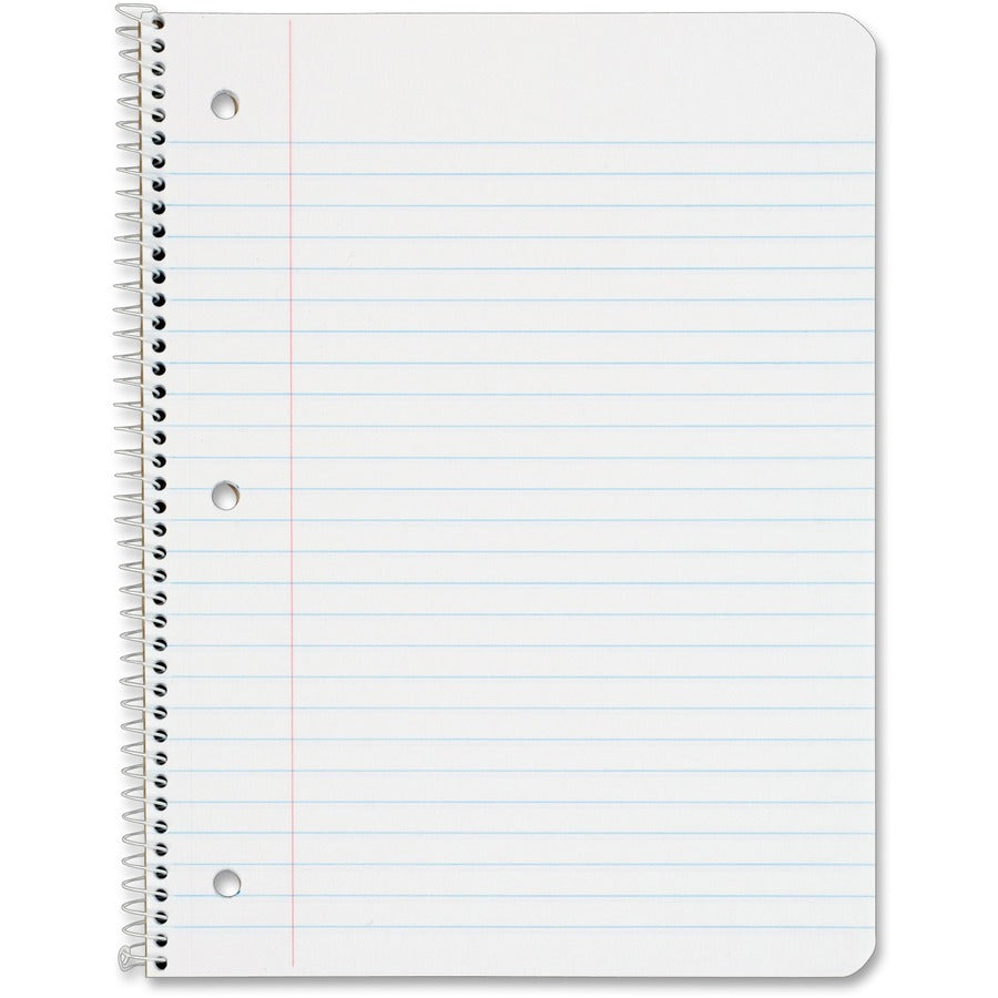 TOPS Wide Rule 1-subject Spiral Notebook - 70 Sheets - Wire Bound - 10 1/2" x 8" Sheet Size - 0.25" Height x 8" Width x