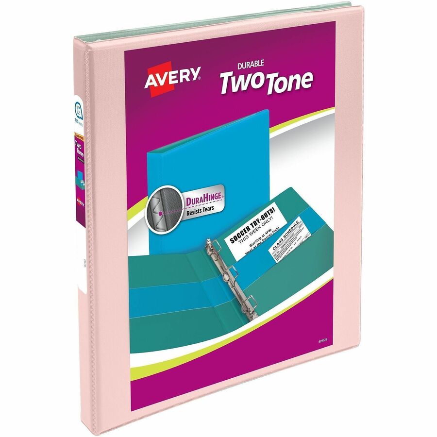Avery 1/2" Two-Tone View 3-Ring Binder With Pockets - 1/2" Binder Capacity - Letter - 8 1/2" x 11" Sheet Size - 135 Shee