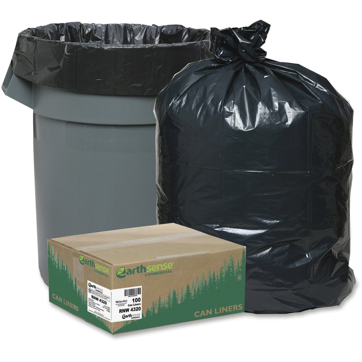 Berry Reclaim Heavy-Duty Recycled Can Liners - Extra Large Size - 56 gal Capacity - 100 / Carton