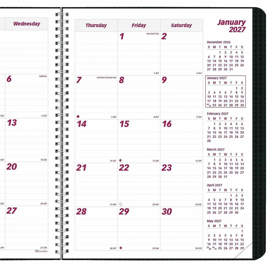Brownline Monthly Planner - Julian Dates - Monthly - 14 Month - December 2026 to January 2028 - 1 Month Double Page Layo