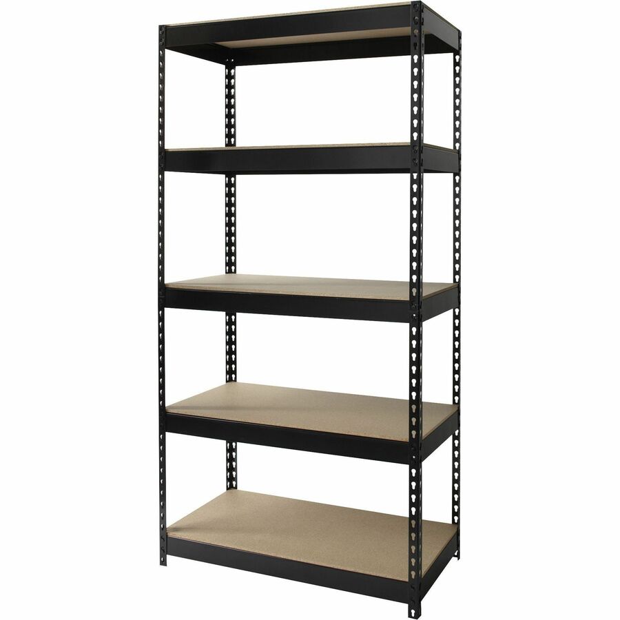Lorell Fortress Riveted Shelving - 5 Compartment(s) - 5 Shelf(ves) - 72" Height x 36" Width x 18" Depth - Heavy Duty, Ru