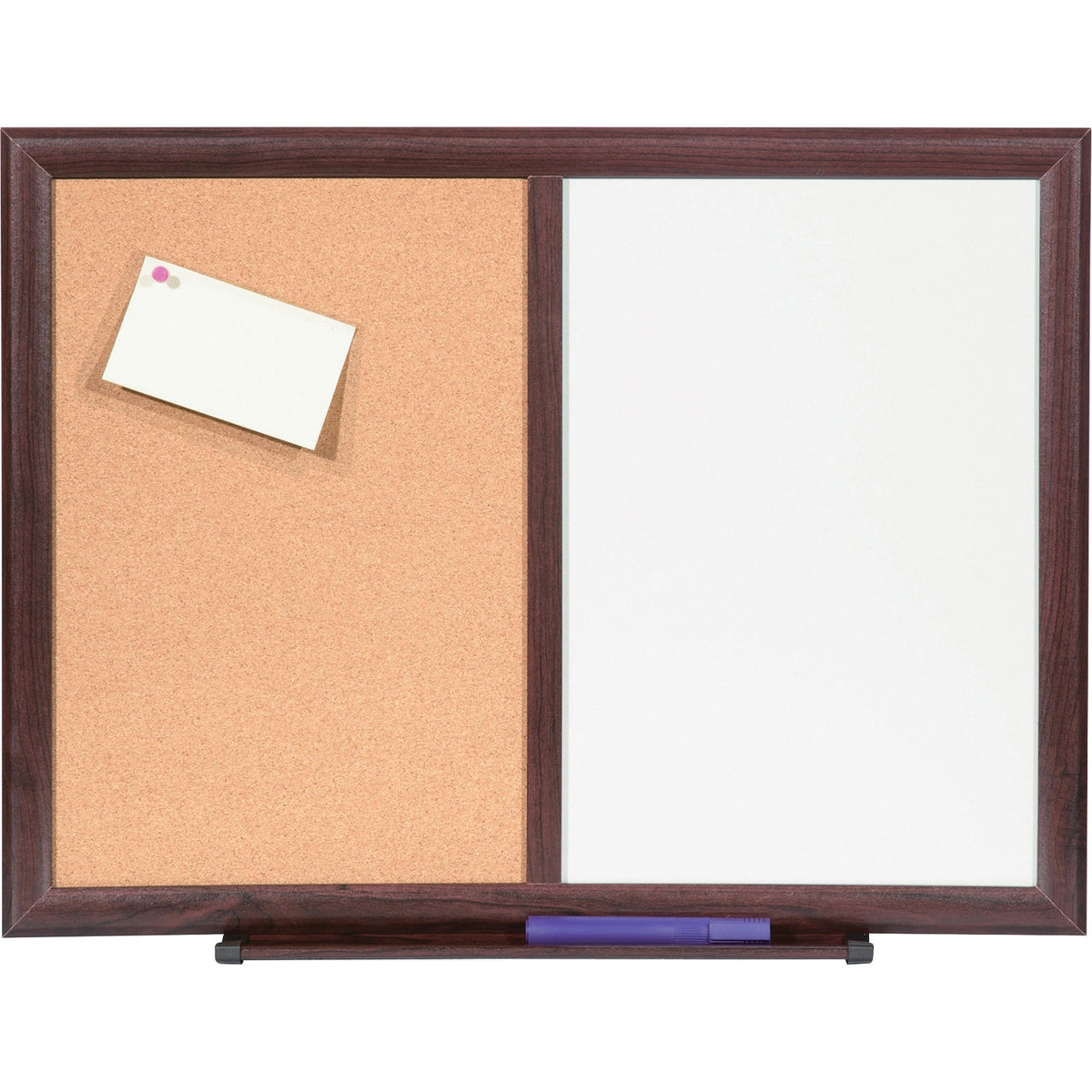 Lorell Combo Dry-Erase/Cork Board - 24" (2 ft) Width x 18" (1.5 ft) Height - Melamine Surface - Mahogany Wood Frame - 1