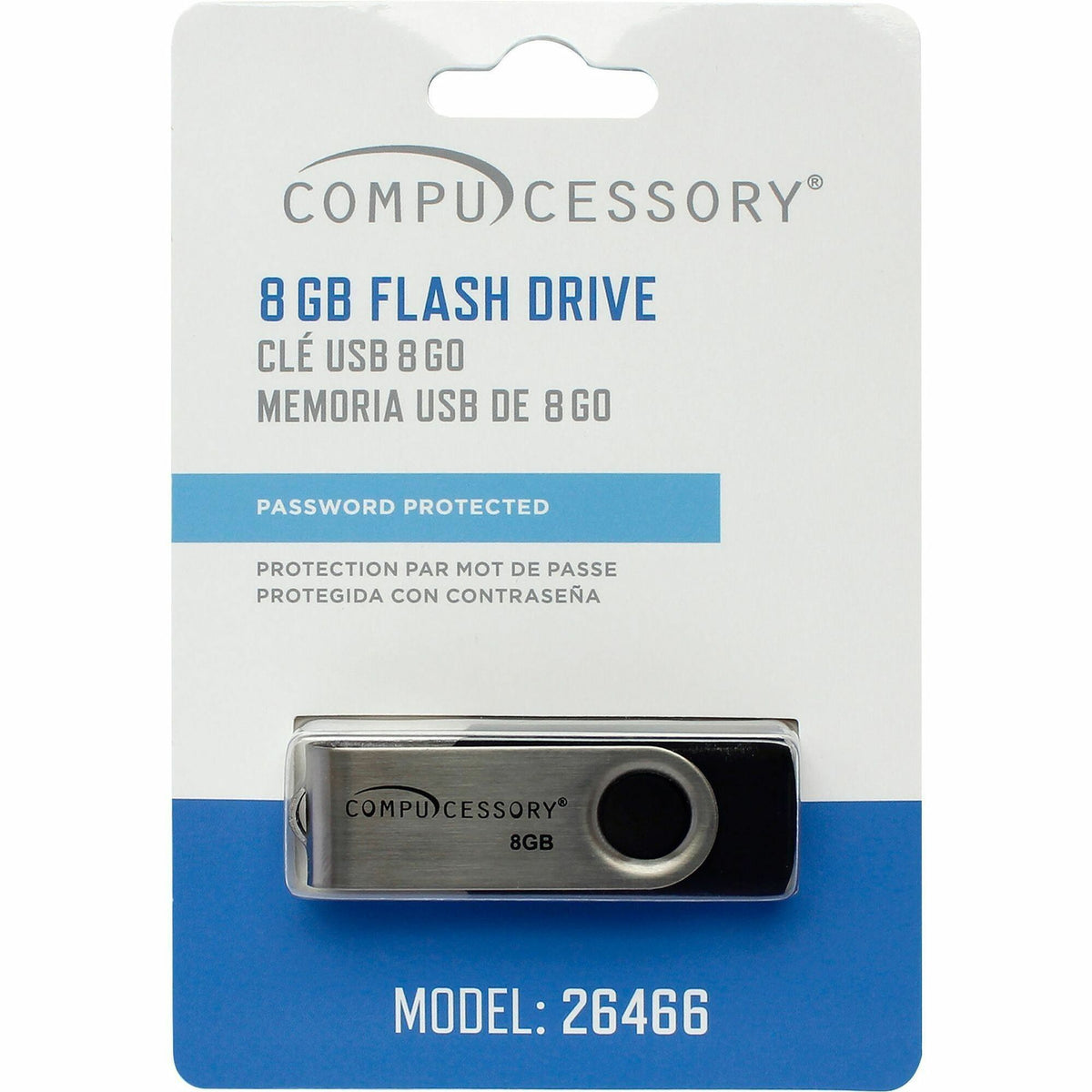 Compucessory Password Protected USB Flash Drives - 8 GB - USB 2.0 - 12 MB/s Read Speed - 5 MB/s Write Speed - Aluminum -