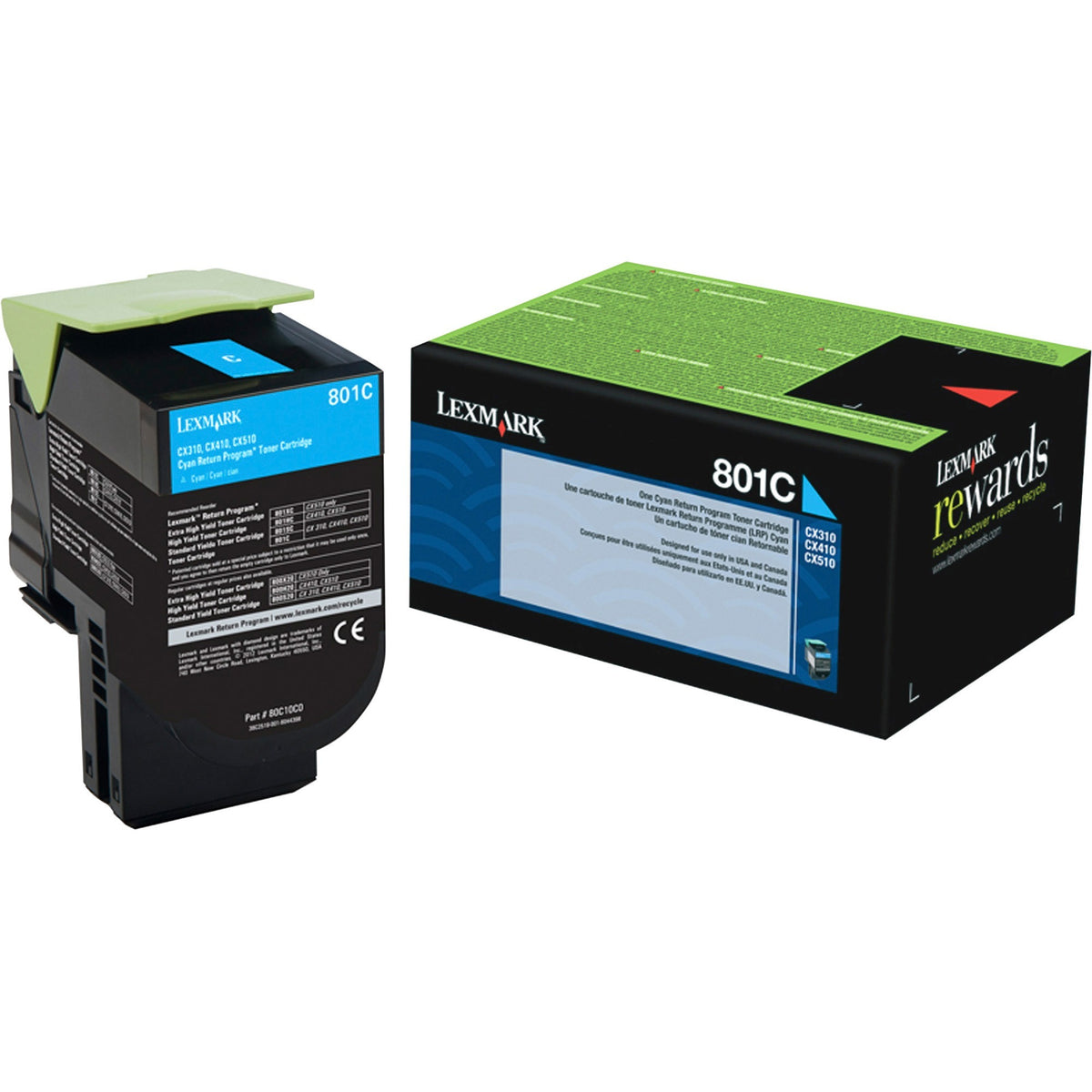 Lexmark Unison 801C Original Standard Yield Laser Toner Cartridge - Cyan - 1 Each - 1000 Pages Cyan