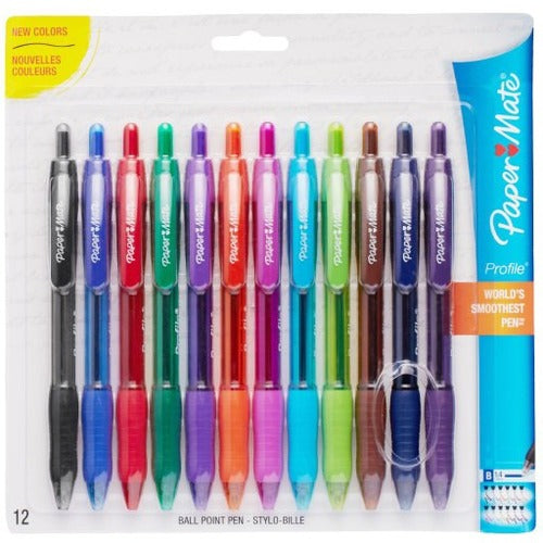Paper Mate Profile Ballpoint Pen - 1.4 mm Bold Pen Point - Refillable - Retractable - 12 / Pack