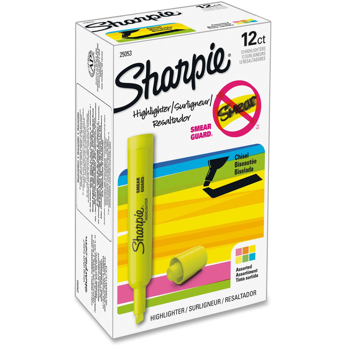 Sharpie SmearGuard Tank Style Highlighters - Fluorescent Yellow, Yellow, Fluorescent Green, Fluorescent Orange, Fluoresc