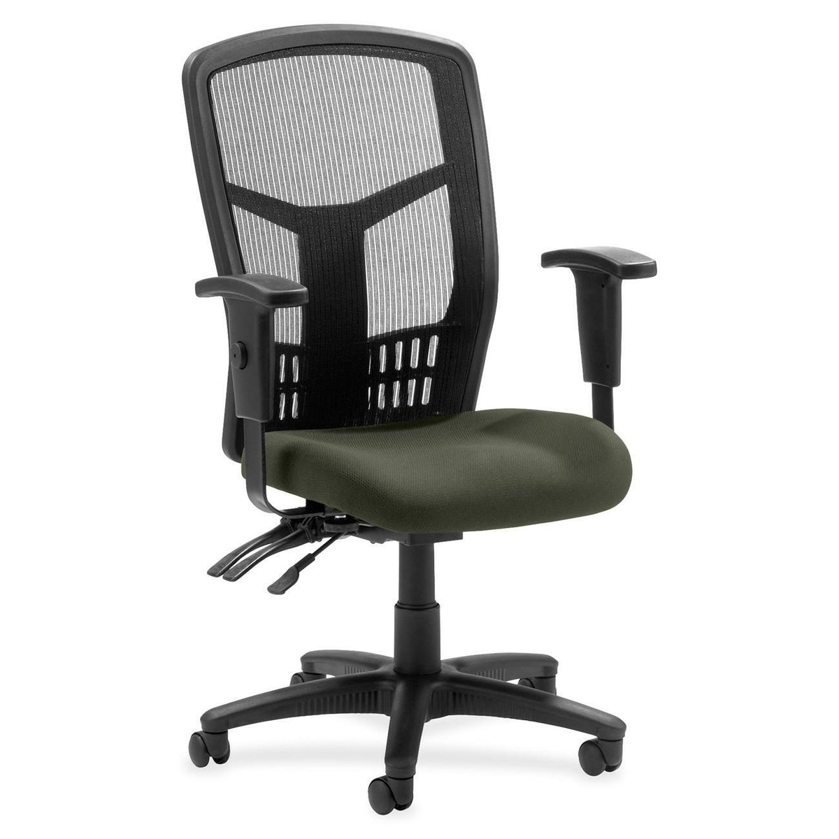 Lorell Executive High-back Mesh Chair - Perfection Olive Green Seat Color - Mesh Fabric Seat Material - Black Back Color