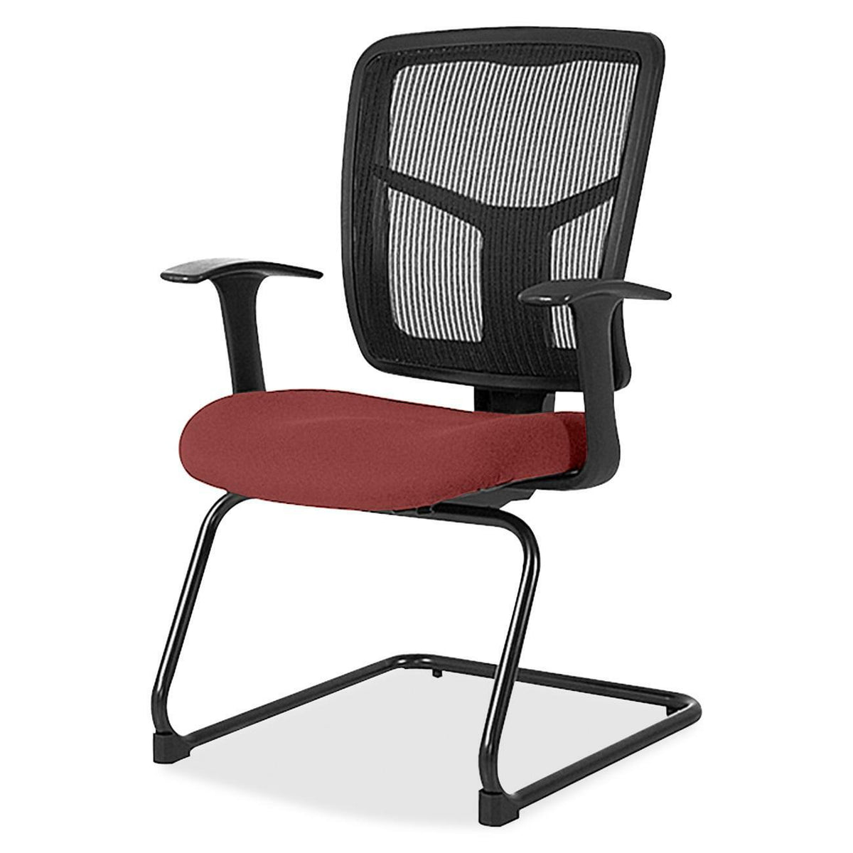 Lorell ErgoMesh Series Mesh Back Guest Chair with Arms - Shire Tulip Seat Color - Mesh, Fabric Seat Material - Black Bac