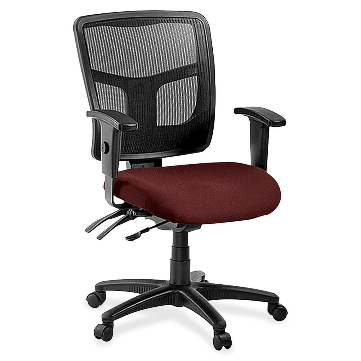 Lorell ErgoMesh Series Managerial Mesh Mid-Back Chair - Forte Port Seat Color - Fabric Seat Material - Black Back Color