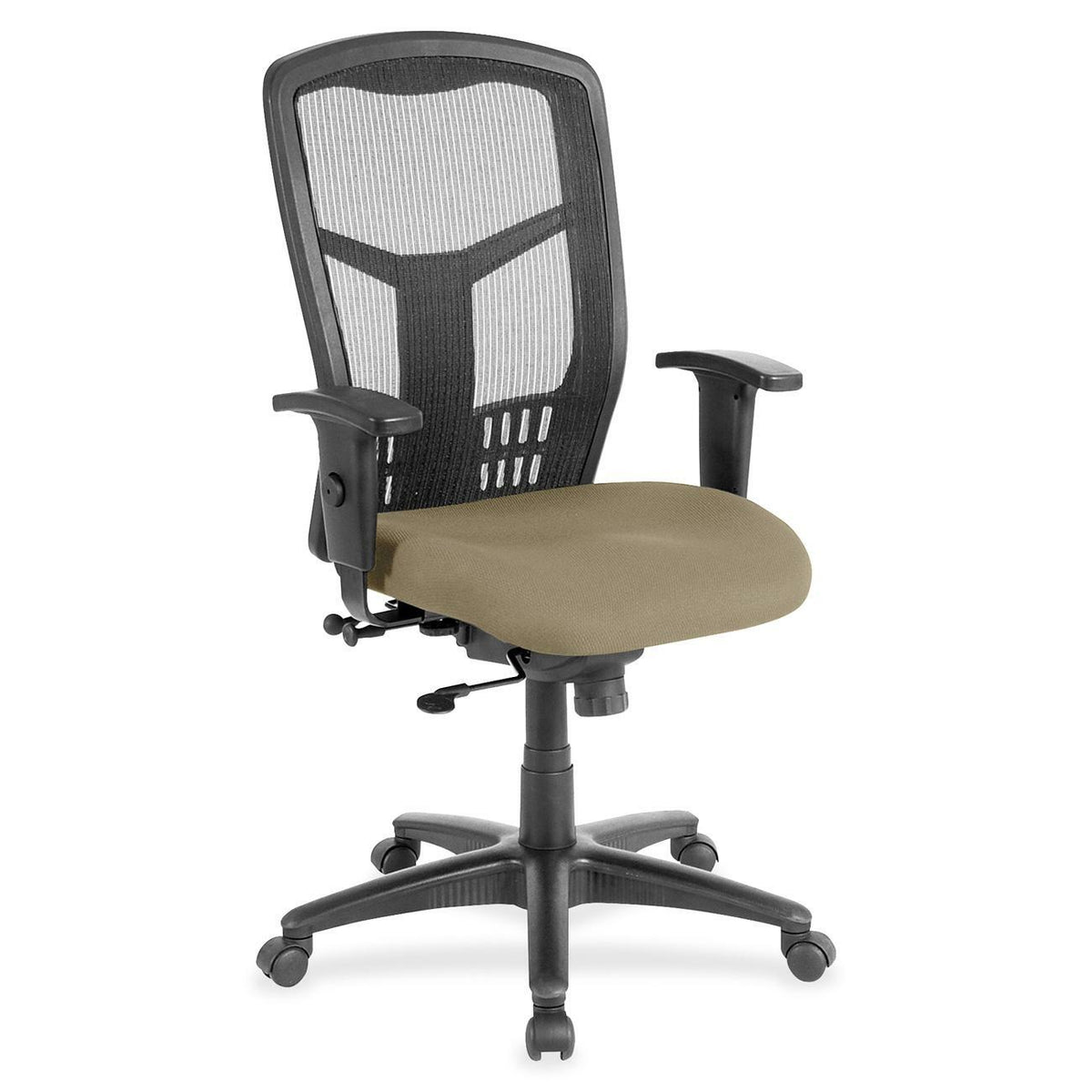 Lorell Executive Mesh High-back Swivel Chair - Expo Latte Seat Color - Fabric Seat Material - Steel Frame Material - 1 E