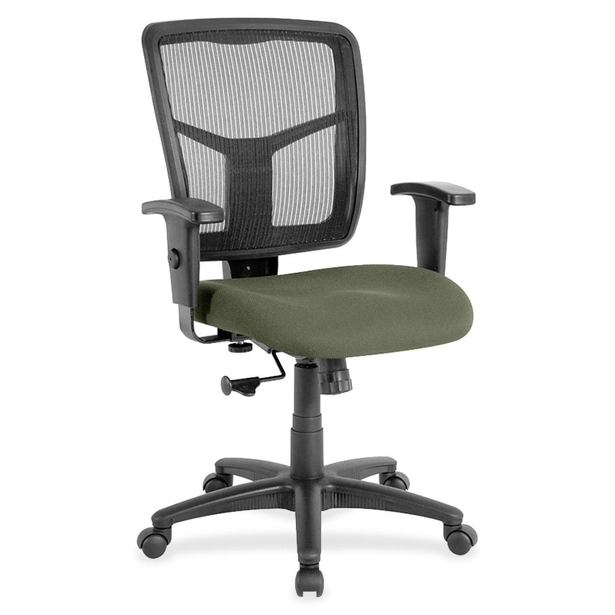 Lorell Ergomesh Managerial Mesh Mid-back Chair - Shire Sage Seat Color - Fabric Seat Material - Black Back Color - Black