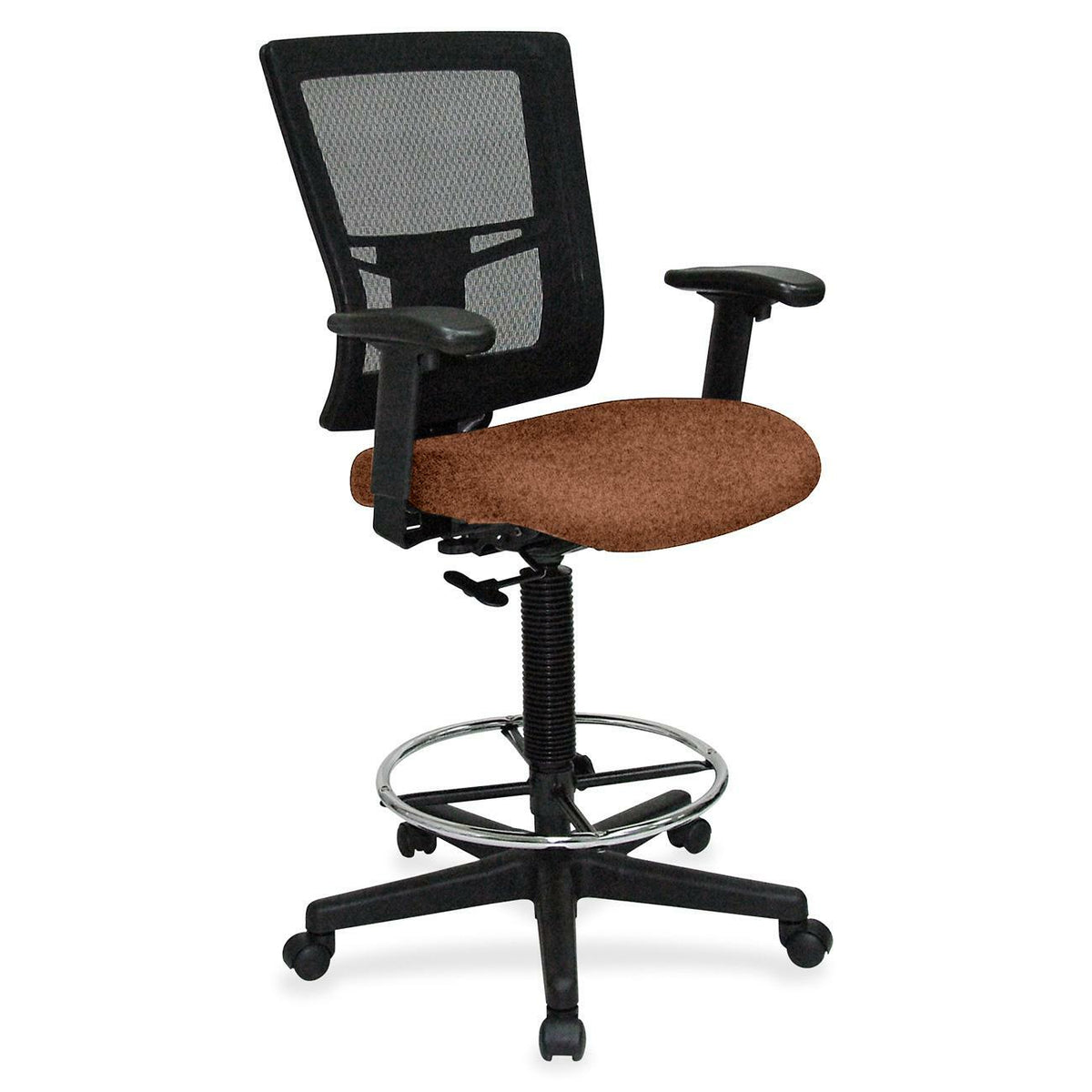 Lorell Mesh Back Drafting Stool - Canyon Nutmeg Seat Color - Vinyl Seat Material - Black Back Color - Mesh Back Material