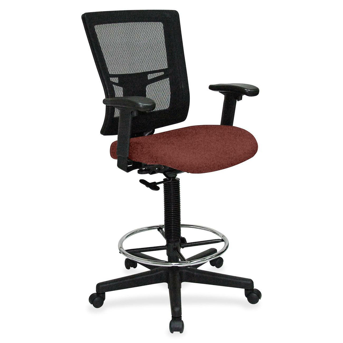Lorell Mesh Back Drafting Stool - Canyon Cordovan Seat Color - Vinyl Seat Material - Black Back Color - Mesh Back Materi