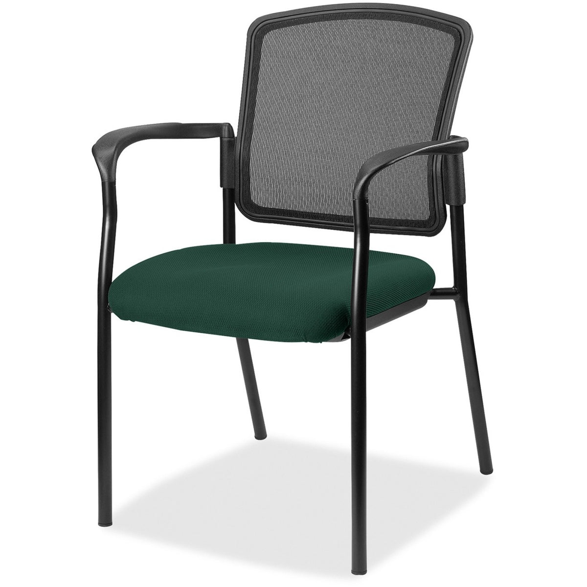 Lorell Mesh Back Stackable Guest Chair - Insight Forest Seat Color - Black Frame Color - 1 Each