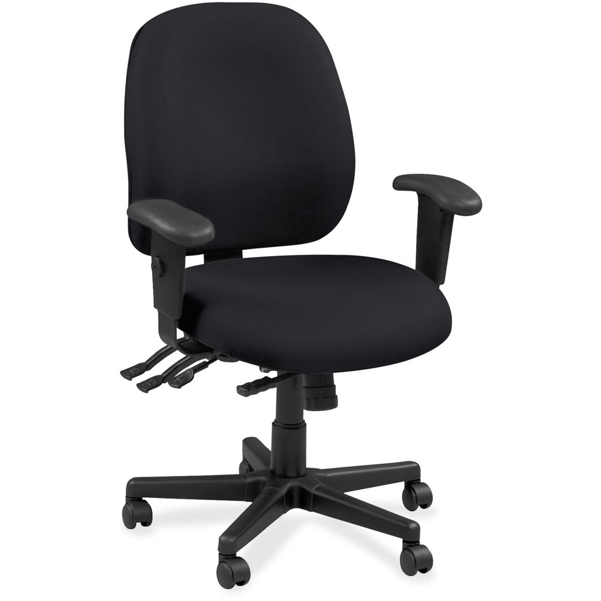 Eurotech 4x4 49802A Task Chair - Ebony Seat Color - Fabric Seat Material - Ebony Back Color - Leather Back Material - 5-