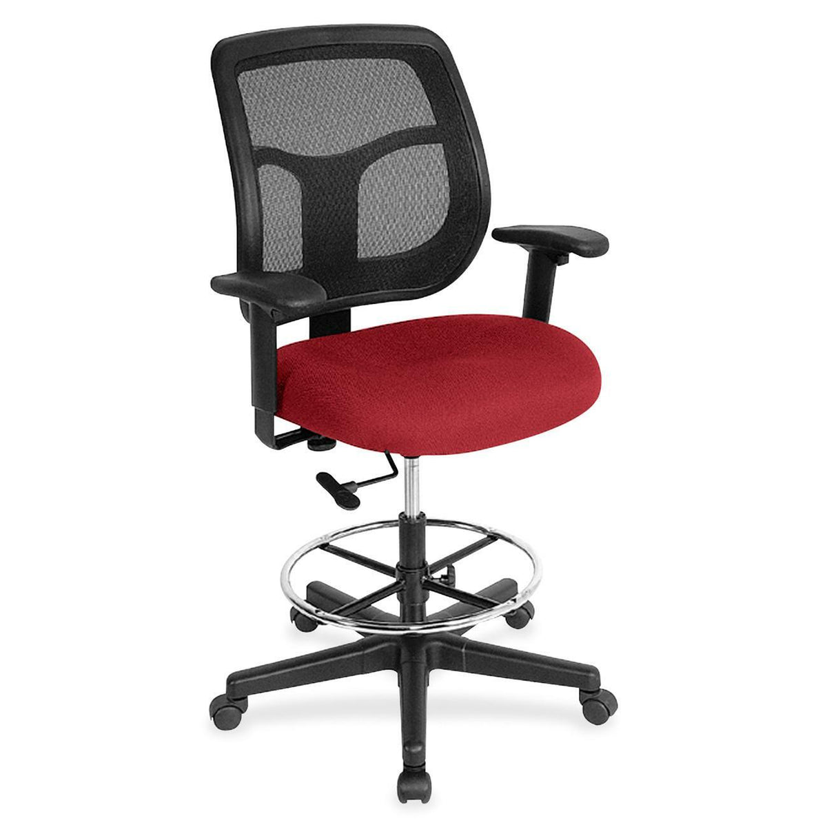 Eurotech Apollo DFT9800 Drafting Stool - Real Red Seat Color - Fabric Seat Material - 5-star Base - Insight Real Red - 1