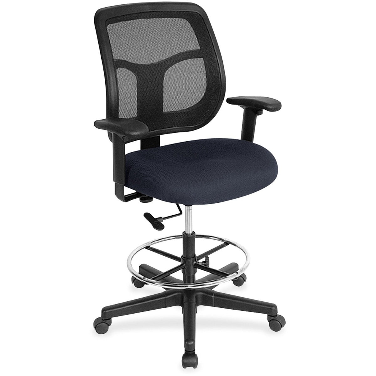 Eurotech Apollo DFT9800 Drafting Stool - Navy Seat Color - Fabric Seat Material - 5-star Base - Perfection Navy - 1 Each