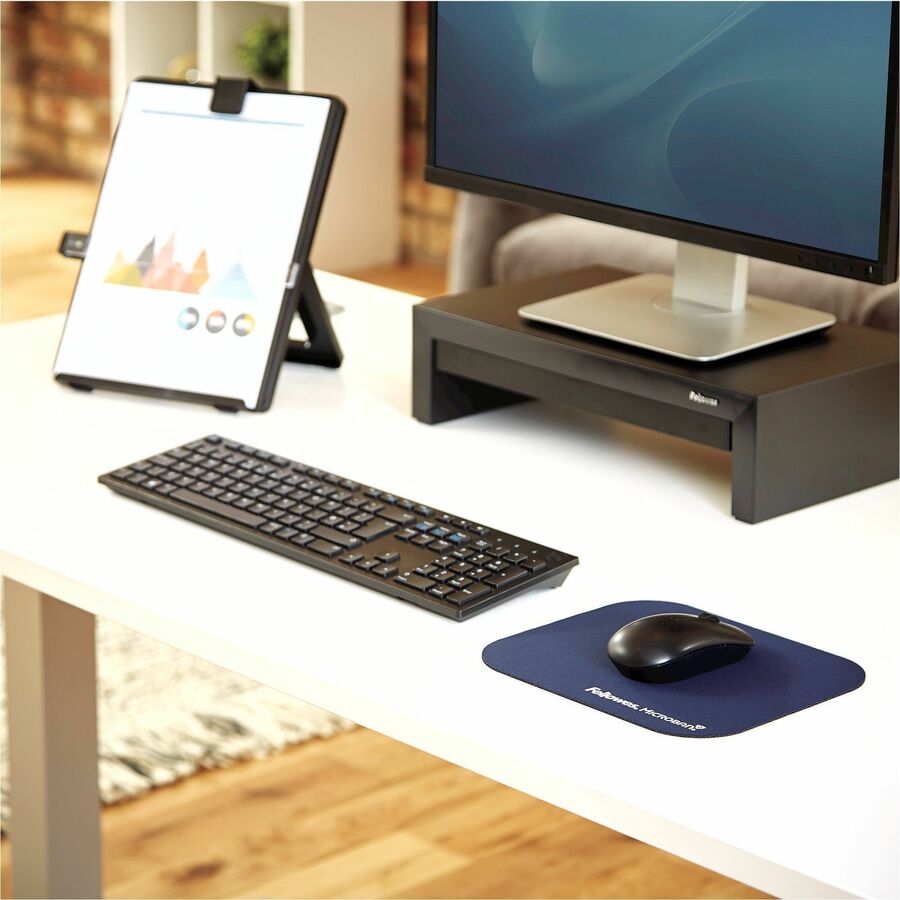 Fellowes Microban Mouse Pad - 8" Height x 9" Width x 0.13" Depth - Blue - Rubber - Wear Resistant, Tear Resistant, Skid