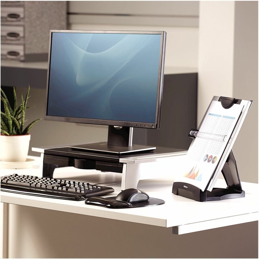 Fellowes Office Suites Memo Board Desktop Copyholder - 15" Height x 10.3" Width x 6" Depth - Black, Silver