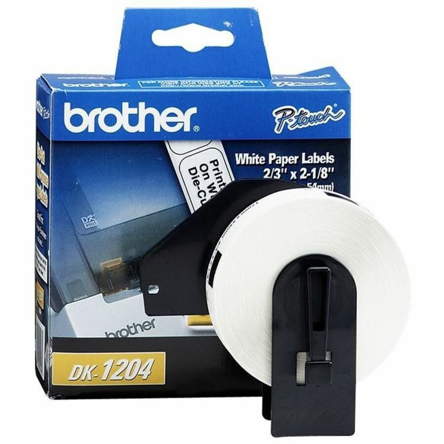 Brother QL Printer DK1204 Multipurpose Labels - 2 1/8" Width x 21/32" Length - Rectangle - Direct Thermal - White - Pape